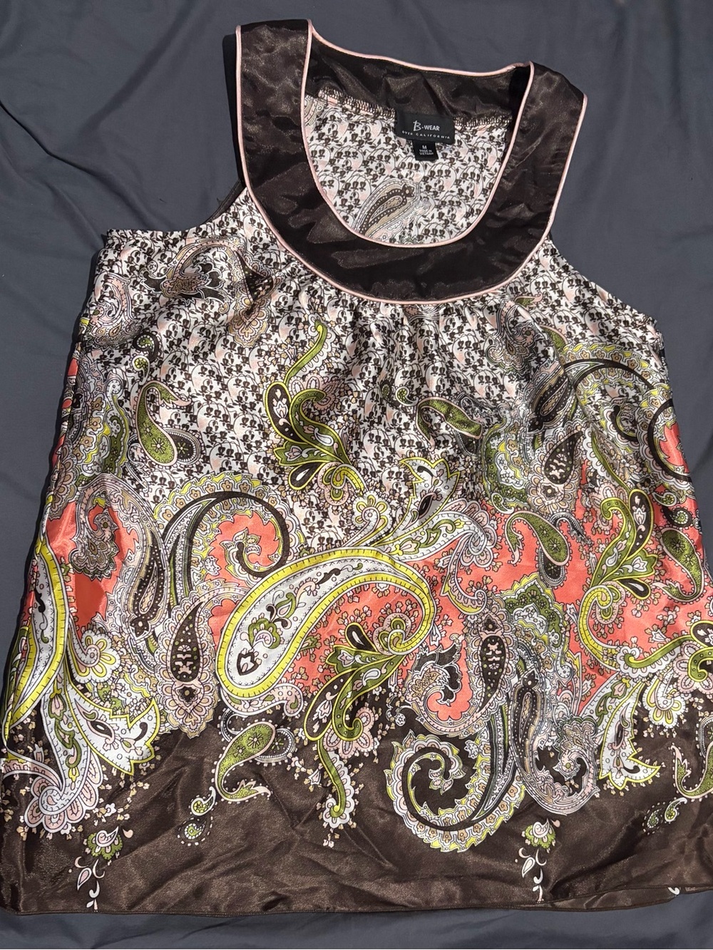Bwear Coral and Brown Paisley Sleeveless Camisole